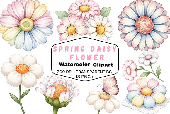Download Spring Daisy Flower Watercolor Clipart - Spring Collection