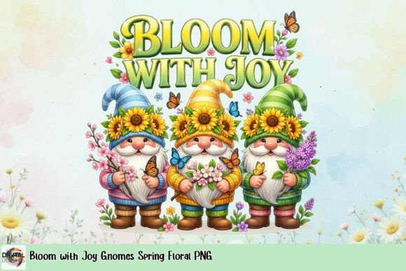 Download Bloom with Joy Gnomes Spring Floral PNG - Spring Collection