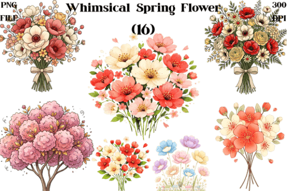 Download Whimsical Spring Flower Clipart Bundle - Spring Collection